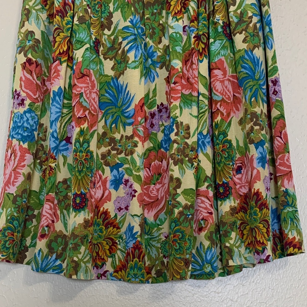 Anthropologie Postella Silk Midi Skirt Floral Pleated Women’s Size M Pink Blue - Picture 4 of 9